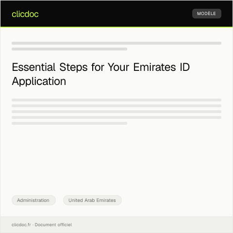 Document preview: Application for New Emirates ID Card for Newly Arrived Resident — Administration, United Arab Emirates
