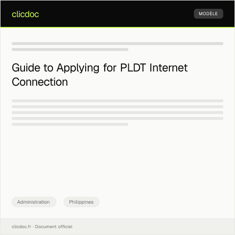 Document preview: Application for New Internet Connection at PLDT — Administration, Philippines