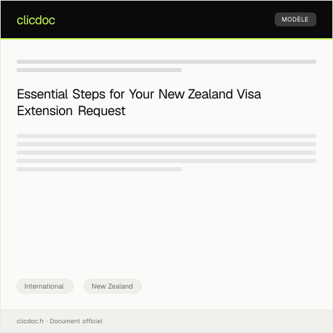 Document preview: Application for New Zealand Visa or Permit Extension — International, New Zealand
