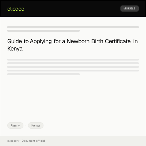Document preview: Application for issuance of a birth certificate for a newborn at the National Registration Bureau — Family, Kenya