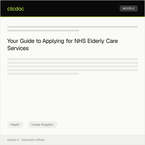 Document preview: Application for NHS Elderly Care Services — Health, United Kingdom