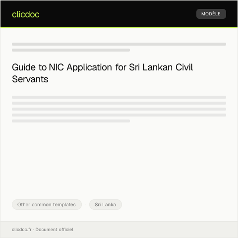 Document preview: Application for NIC for Civil Servants — Other common templates, Sri Lanka