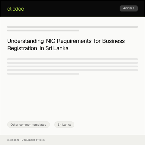 Document preview: Application for NIC for Business Registration Purposes — Other common templates, Sri Lanka