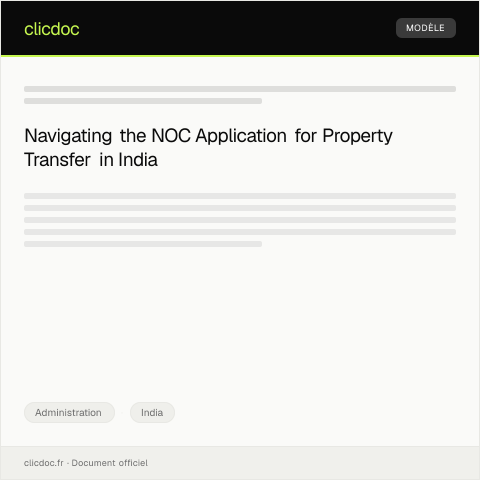 Document preview: Application for Non-Objection Certificate (NOC) for Property Transfer — Administration, India