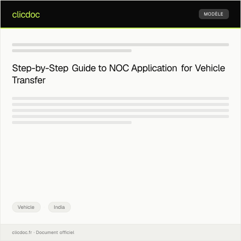 Document preview: Application for NOC (No Objection Certificate) for Vehicle Transfer — Vehicle, India