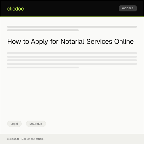 Document preview: Application for Notarial Service (Oath/Affidavit) through Digital Portal — Legal, Mauritius