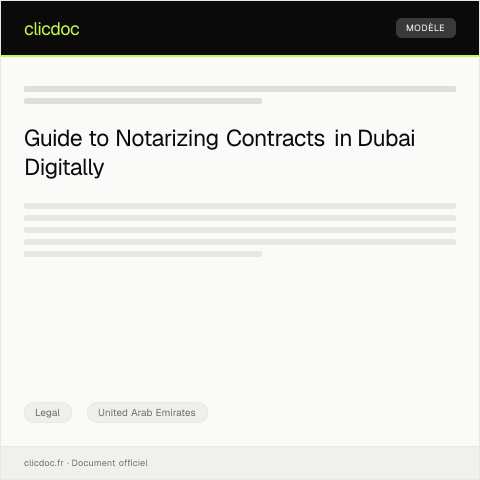 Document preview: Application for Notarization of Contracts via Dubai Courts Digital Service — Legal, United Arab Emirates