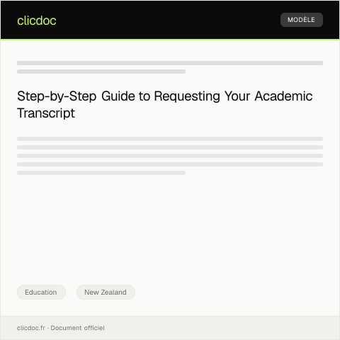 Document preview: Application for Official Academic Transcript — Education, New Zealand