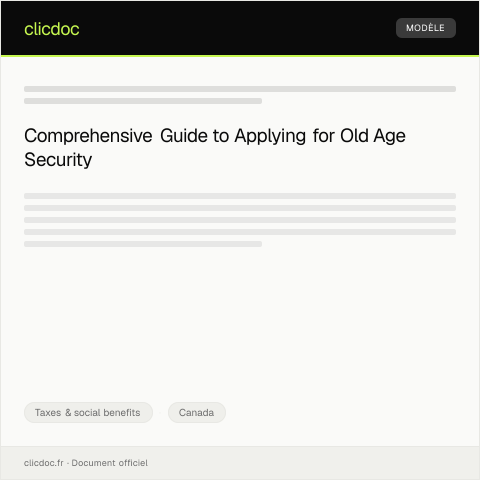 Document preview: Application for Old Age Security / Demande de Sécurité de la vieillesse — Taxes & social benefits, Canada