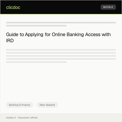Document preview: Application for Online Banking Access / Tono mō te urunga ki te ratonga peeke ā-ipurangi — Banking & finance, New Zealand