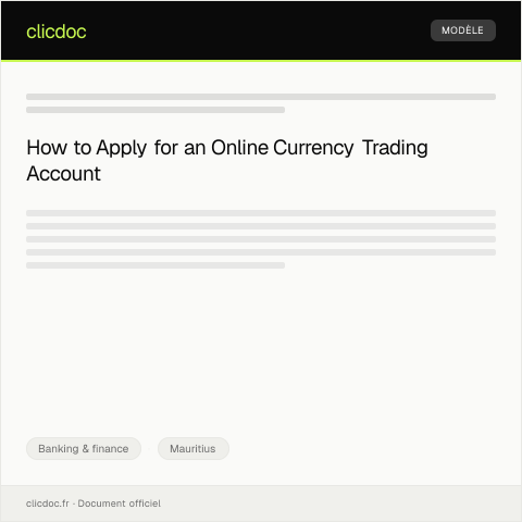 Document preview: Application for Online Currency Trading Account — Banking & finance, Mauritius