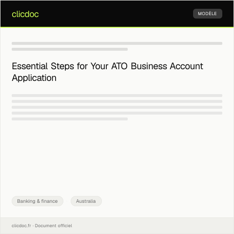 Document preview: Application for Opening a Business Account — Banking & finance, Australia
