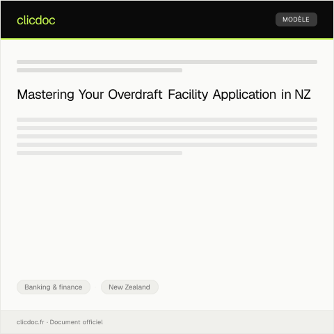 Document preview: Application for Overdraft Facility — Banking & finance, New Zealand