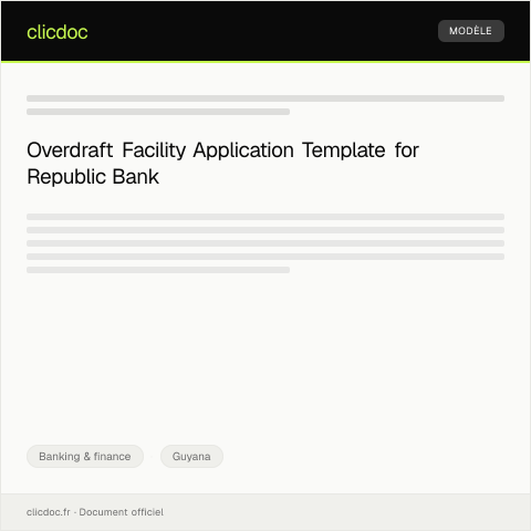 Document preview: Application for Overdraft Facility from Republic Bank (Guyana) Limited — Banking & finance, Guyana