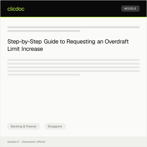 Document preview: Application for Overdraft Limit Increase — Banking & finance, Singapore