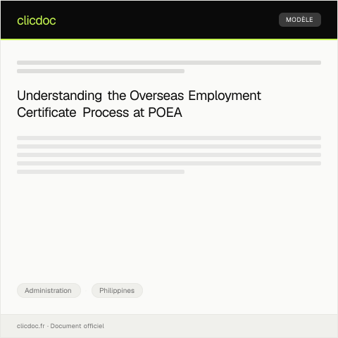 Document preview: Application for Overseas Employment Certificate at POEA — Administration, Philippines