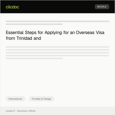 Document preview: Application for Overseas Visa from the Trinidad and Tobago Diplomatic Mission — International, Trinidad & Tobago