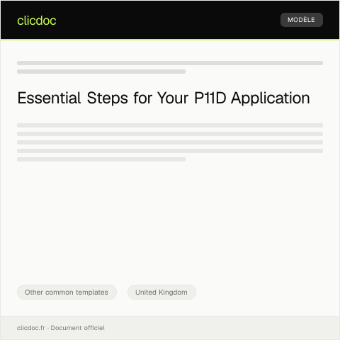 Document preview: Application for P11D Expenses and Benefits Statement — Other common templates, United Kingdom