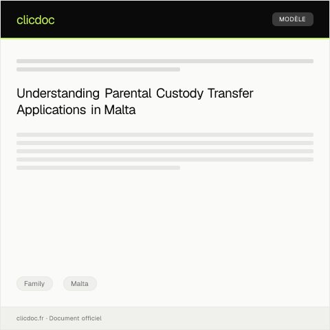 Document preview: Application for Parental Custody Transfer / Applikazzjoni għall-Proċess ta’ Trasferiment tal-Kustodja Parental — Family, Malta