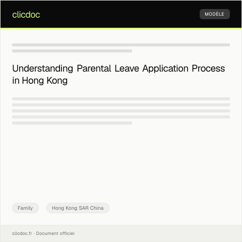 Document preview: Application for Parental Leave parental leave申請 — Family, Hong Kong SAR China