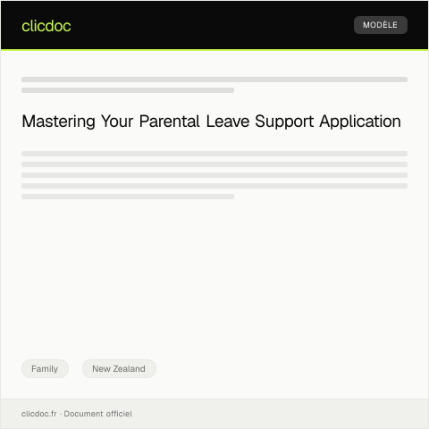 Document preview: Application for Parental Leave Support — Family, New Zealand