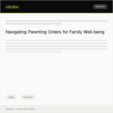 Document preview: Application for Parenting Orders under Family Law — Legal, Australia