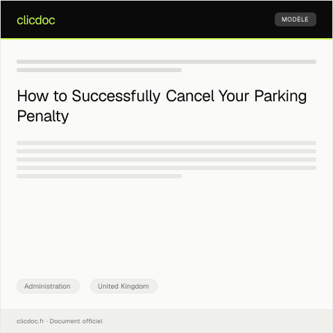 Document preview: Application for Parking Penalty Cancellation — Administration, United Kingdom