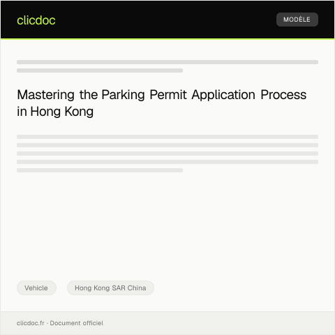 Document preview: Application for Parking Permit at Hong Kong Residential Area — Vehicle, Hong Kong SAR China