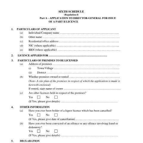 Document preview: Application to the Director General for&nbsp;issue of part&nbsp;II Licence — Form, Mauritius (CERFA n°PartaApplication2DG4IssuePartIILicence)
