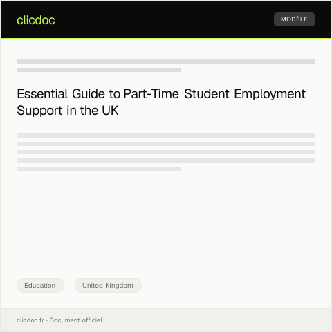 Document preview: Application for Part-Time Student Employment Support — Education, United Kingdom