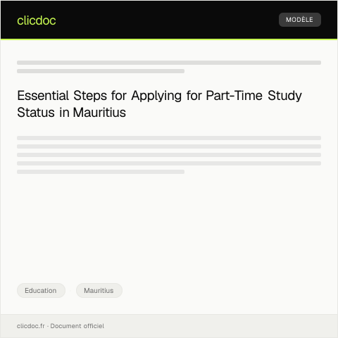Document preview: Application for Part-Time Study Status — Education, Mauritius