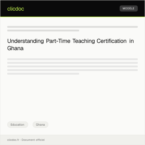 Document preview: Application for Part-Time Teaching Certification — Education, Ghana