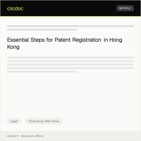 Document preview: Application for Patent Registration 專利註冊申請 — Legal, Hong Kong SAR China