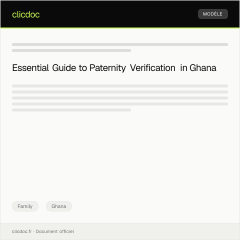 Document preview: Application for Paternity Verification Certificate — Family, Ghana