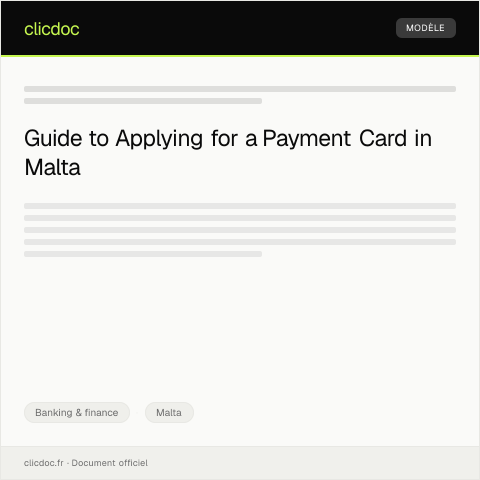 Document preview: Application for Payment Card Issuance — Banking & finance, Malta