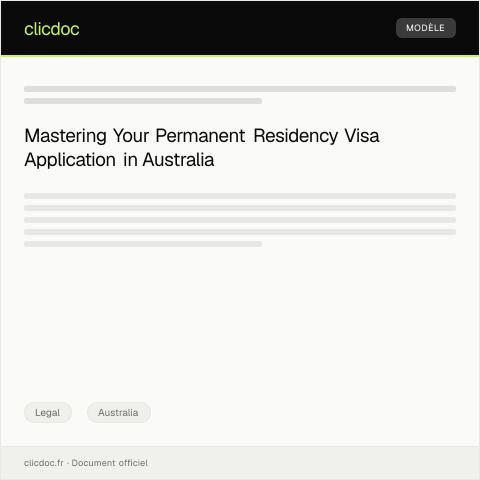 Document preview: Application for Permanent Residency Visa — Legal, Australia