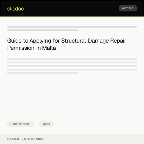 Document preview: Application for Permission to Repair Structural Damage — Administration, Malta