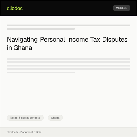 Document preview: Application for Personal Income Tax Audit Dispute Resolution — Taxes & social benefits, Ghana