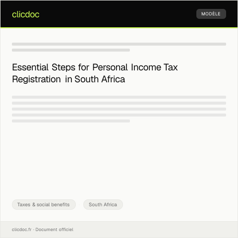 Document preview: Application for Personal Income Tax Registration — Taxes & social benefits, South Africa
