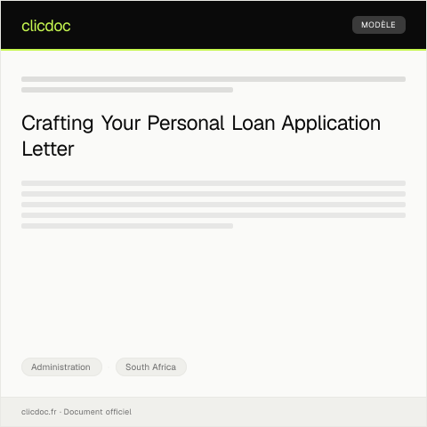 Document preview: Application for Personal Loan at Major Bank — Administration, South Africa