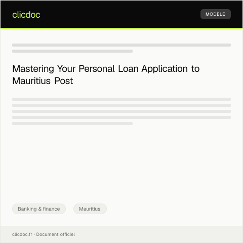 Document preview: Application for Personal Loan Provision from the Mauritius Post — Banking & finance, Mauritius