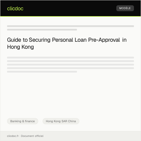 Document preview: Application for Personal Loan Pre-Approval from HK Bank — Banking & finance, Hong Kong SAR China