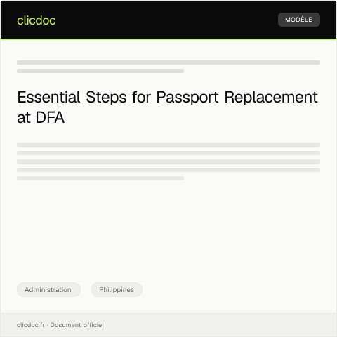 Document preview: Application for Philippine Passport Replacement at DFA — Administration, Philippines
