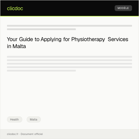 Document preview: Application for Physiotherapy Services — Health, Malta