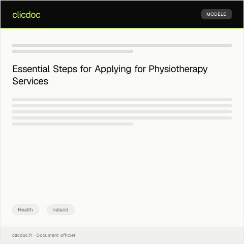 Document preview: Application for Physiotherapy Services — Health, Ireland