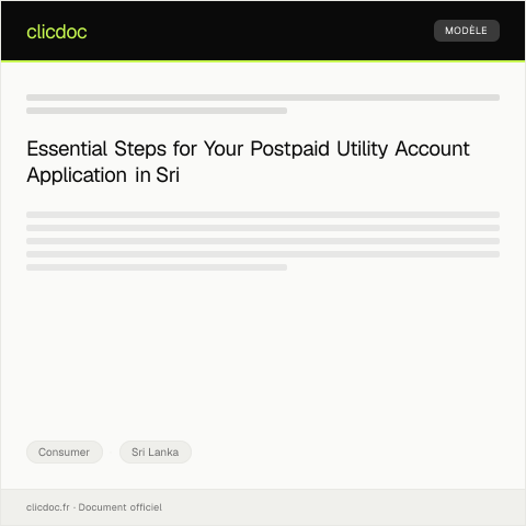 Document preview: Application for Postpaid Utility Account — Consumer, Sri Lanka