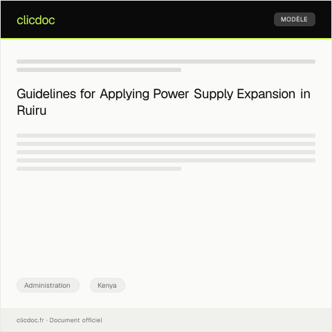 Document preview: Application for Power Supply Expansion in Ruiru — Administration, Kenya