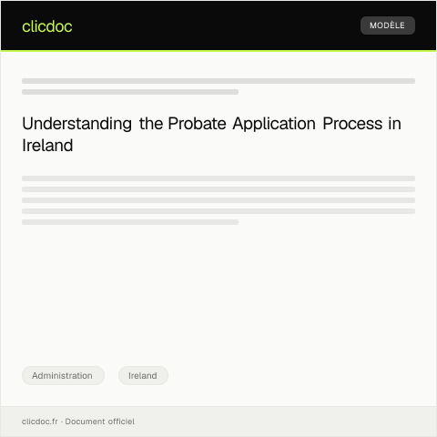 Document preview: Application for Probate of Estate of Deceased Family Member — Administration, Ireland