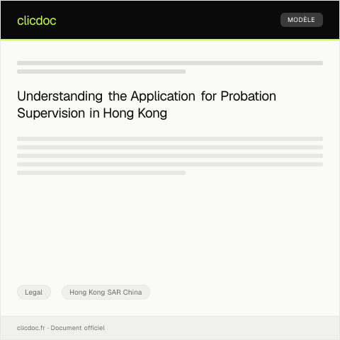 Document preview: Application for Probation Supervision 缓刑監督申請 — Legal, Hong Kong SAR China