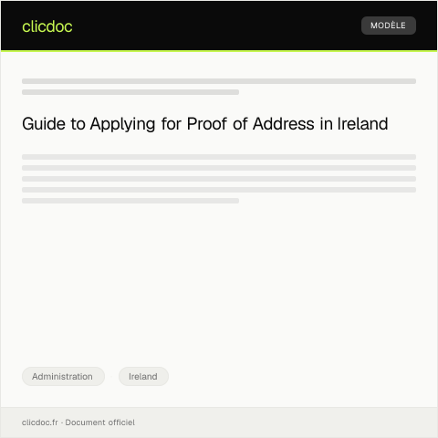 Document preview: Application for Proof of Address for Public Services Access — Administration, Ireland